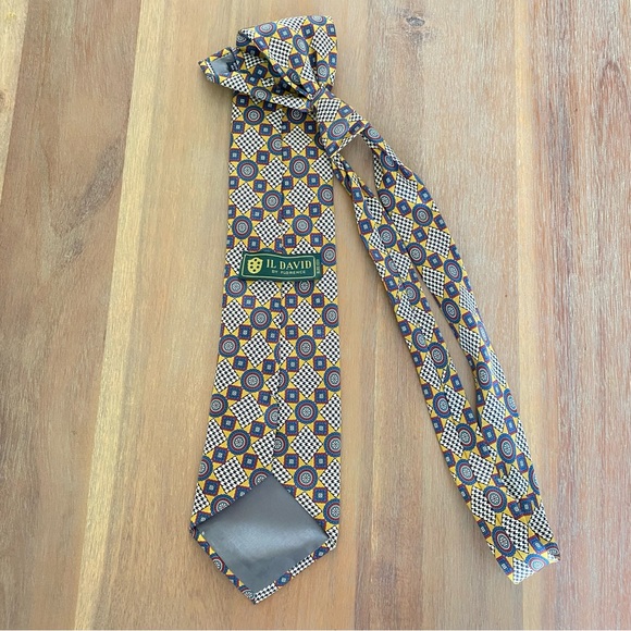 Men's Gold Il David by Florence Silk Patterned Tie - Picture 6 of 9